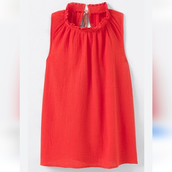 Matilda Jane, New, Maui Orange Cut-out Tie Back Cotton Gauze Shirt Size Large - Picture 3 of 11